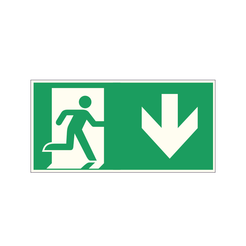 Fluchtwegschild Alu verschiedene Größen Permalight power 150/22 "Fluchtrichtung abwärts"