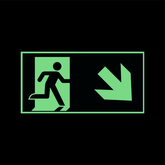 Fluchtwegschild Alu verschiedene Größen Permalight power 150/22 "Fluchtrichtung rechts abwärts"