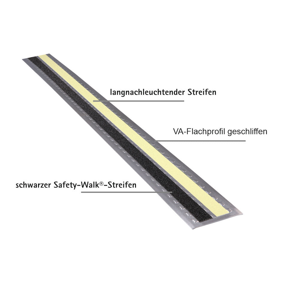 Edelstahl-Flachprofil , nachleuchtend und rutschhemmend