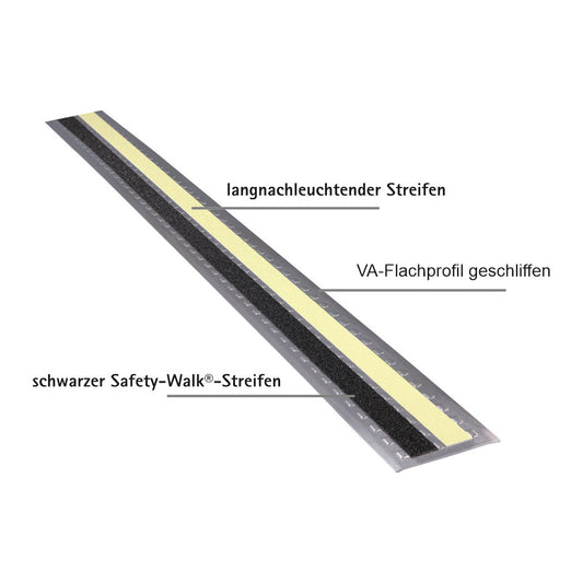 Edelstahl-Flachprofil , nachleuchtend und rutschhemmend